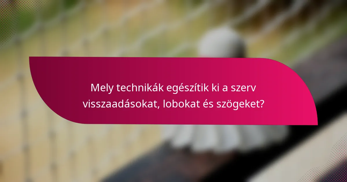 Mely technikák egészítik ki a szerv visszaadásokat, lobokat és szögeket?