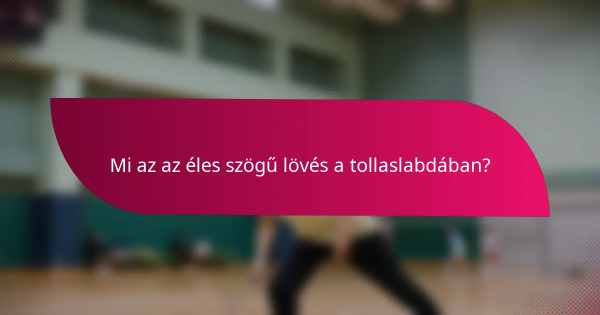 Mi az az éles szögű lövés a tollaslabdában?